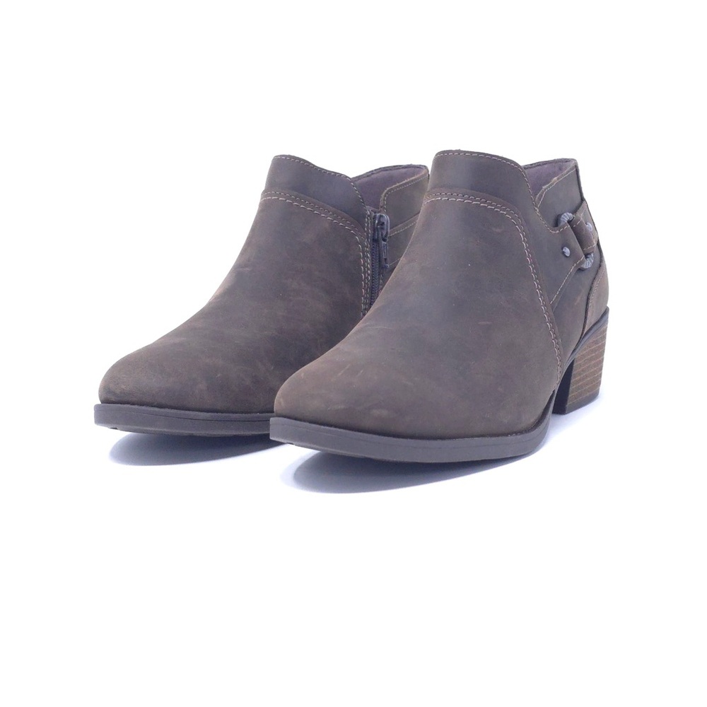 Clarks Charlten Grace Ankle Boot Taupe Oily Leather Medium